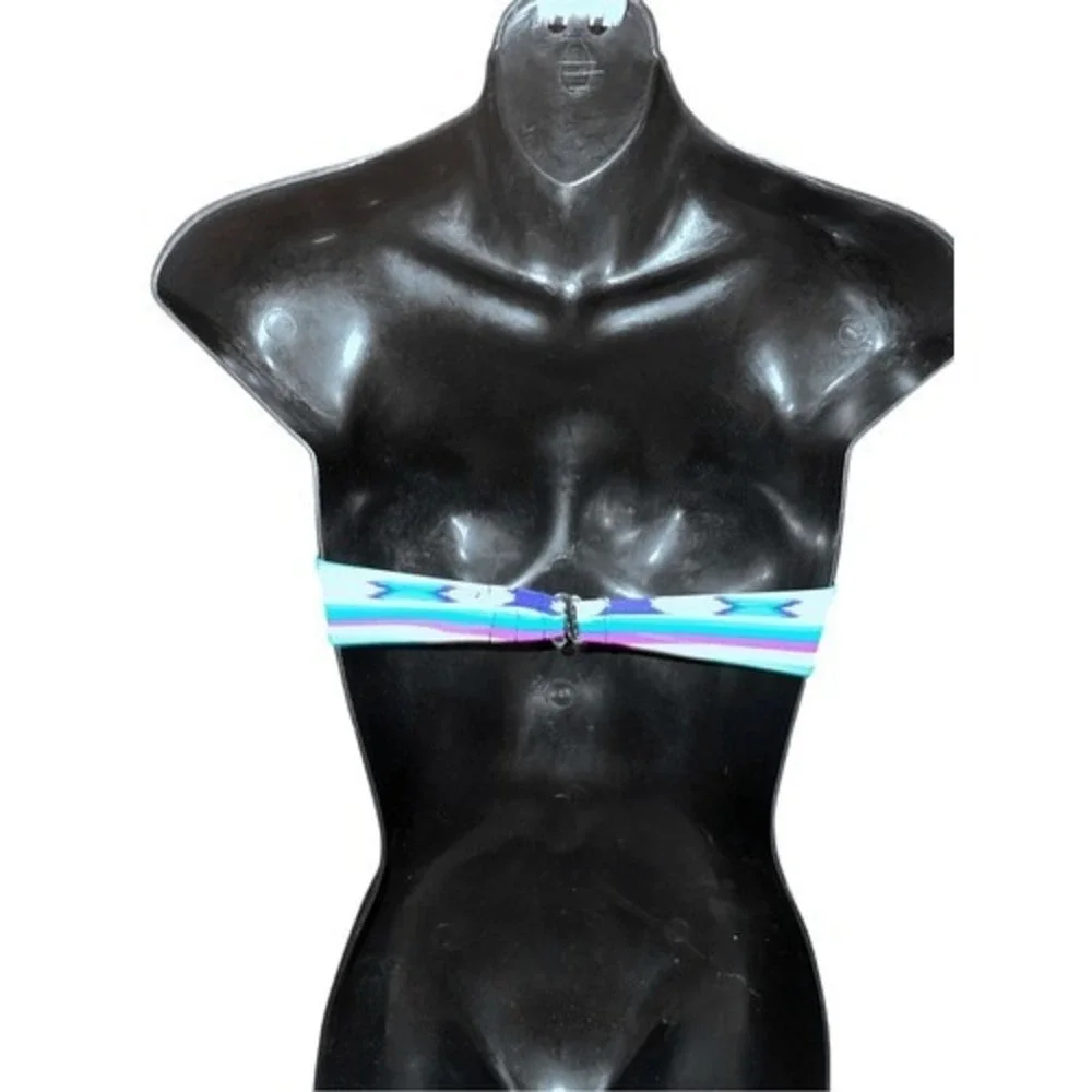 NEW WITH TAGS NWT HULA HONEY multi geo&stripe bandeau swim top multicolored COLO
